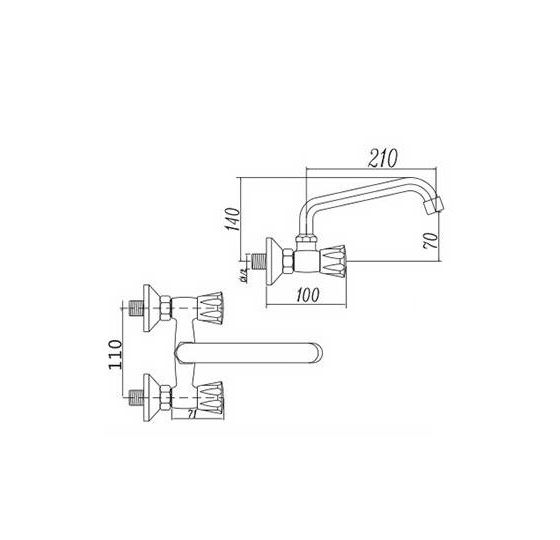 Keuken wandkraan Classica (H.O.H 12 cm)