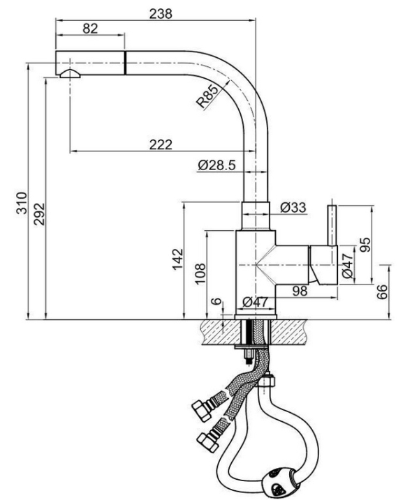 RVS keukenkraan Colorado Pull-Out - Afbeelding 2