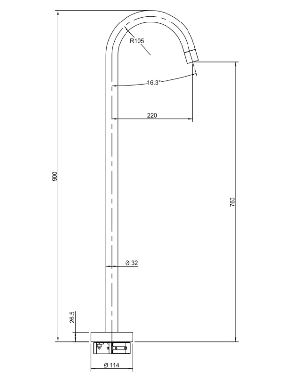 RVS Picolo vrijstaande badstaander - Afbeelding 2