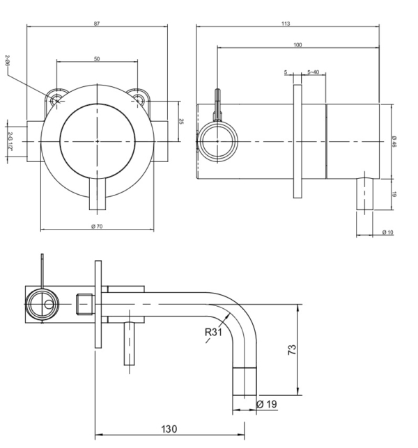 RVS Picolo inbouw fonteinkraan - Afbeelding 2