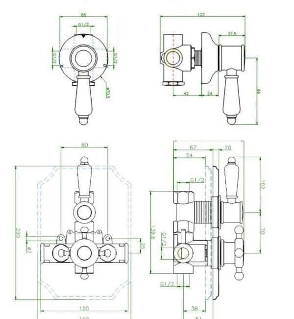aquaprestige inbouw thermostaat doucheset met regendouche - Afbeelding 2
