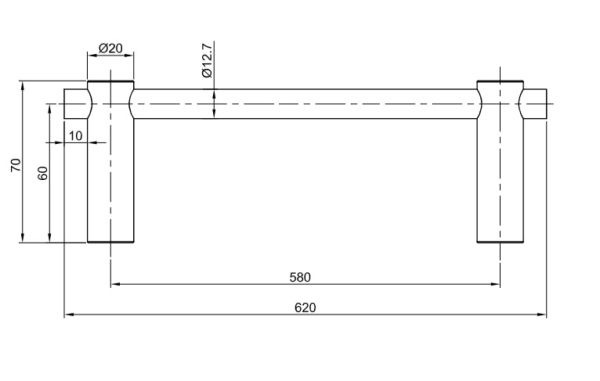 Handdoekrek 60cm Picolo RVS - Afbeelding 2