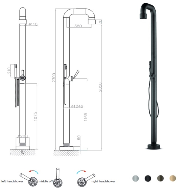 RVS 316L buitendouche SoHo Black - Afbeelding 2