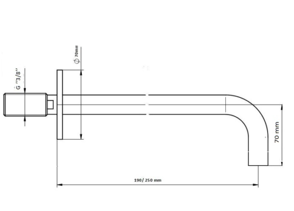 RVS slanke Picolo wastafel uitloop in 19 of 25cm - Afbeelding 2